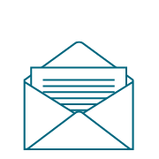 icon of a open envelope with a letter coming out of it. 